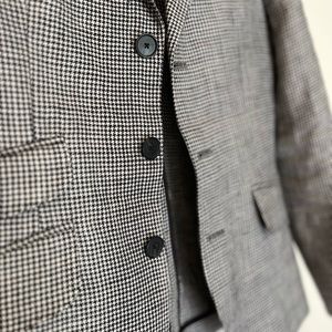 VTG Ralph Lauren Women's Tweed Houndstooth Riding Blazer Brown Leather Trim Jacket Size 12